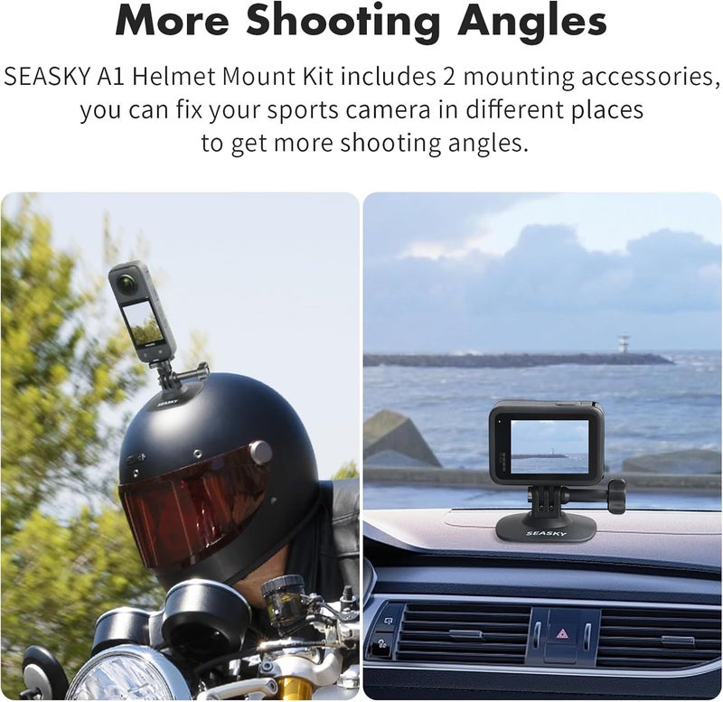 SEASKY [ 2Pack A1 Flexible Adhesive Helmet Mount use Genuine 3M for GoPro Hero13/12/11/10/9/8 Max DJI Action 5 Pro 4 3 Insta360 X5 X4 X3 Ace Pro 2 Sports Camera Accessories Flat Curved Surfaces - Image 3